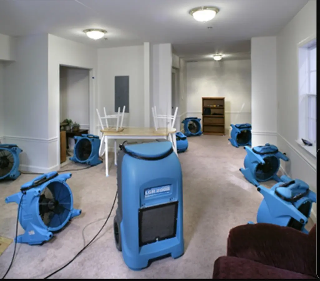 Air movers and dehumidifier setup for Water Damage Restoration in Ville Platte